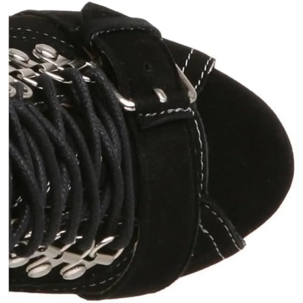 Steve Madden Bombb Black Nubuck Lace-Up Peep Toe Booties Size 7.5 NIB Rare